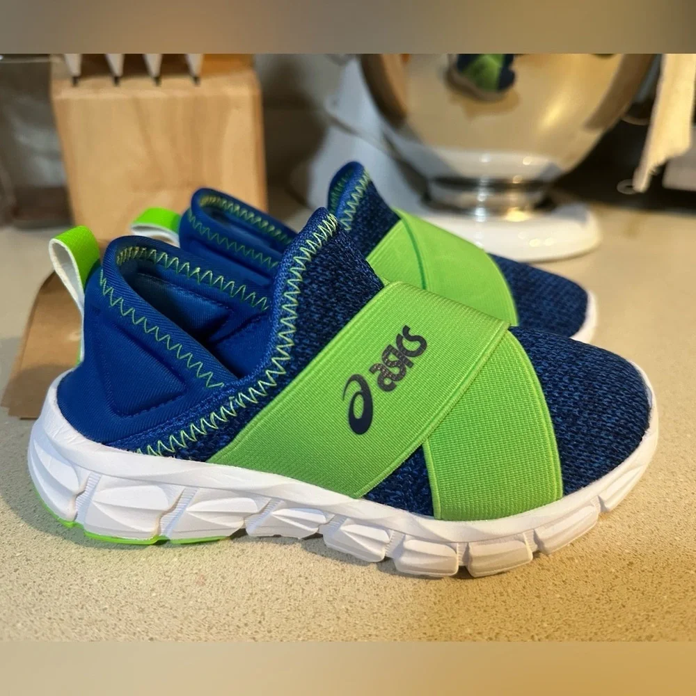 Asics Kids' Vibrant Blue and Lime Sneakers